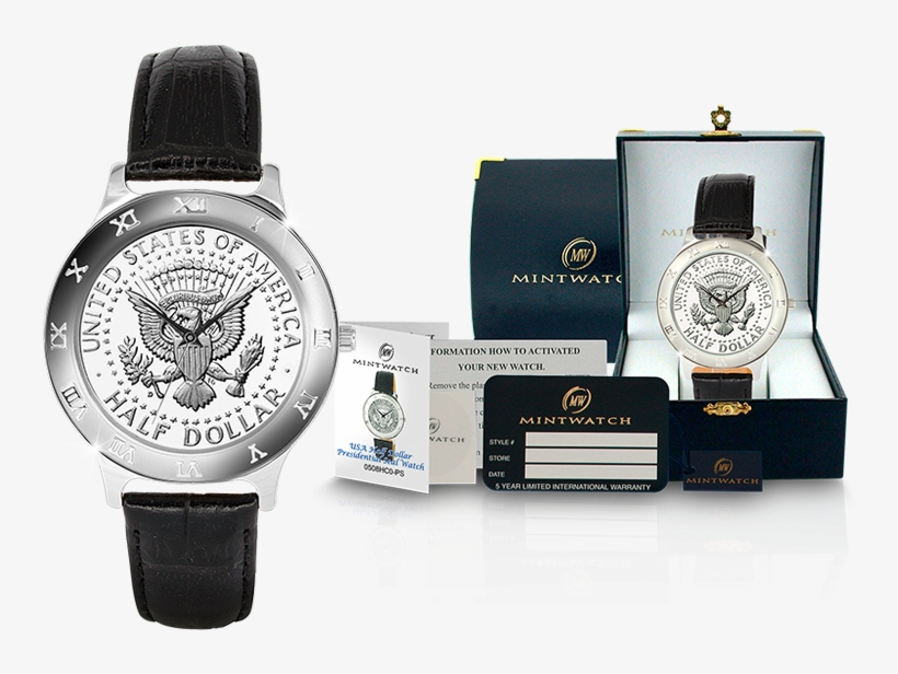 Myntklokken President Seal Med Ekte Halvdollar Mynt - Analog Watch, transparent png download