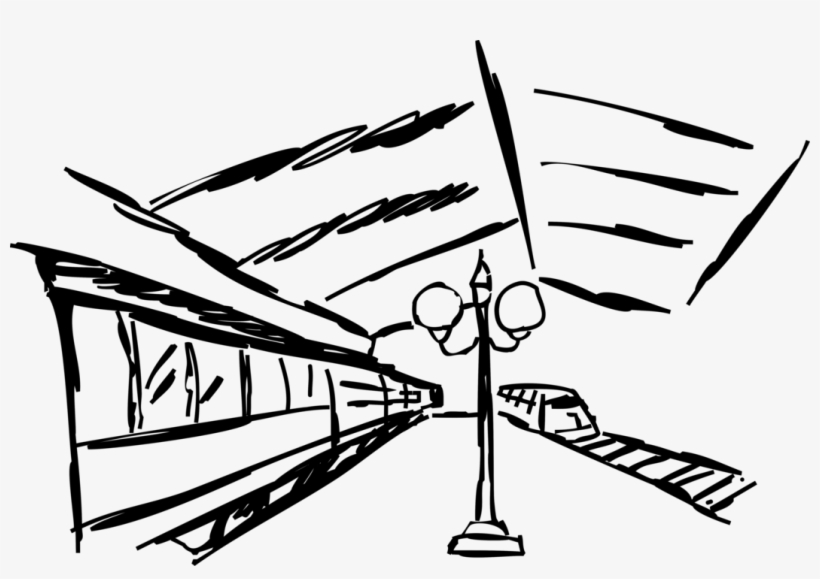 Vector Illustration Of Railroad Rail Transport Locomotive - Sketch, transparent png download