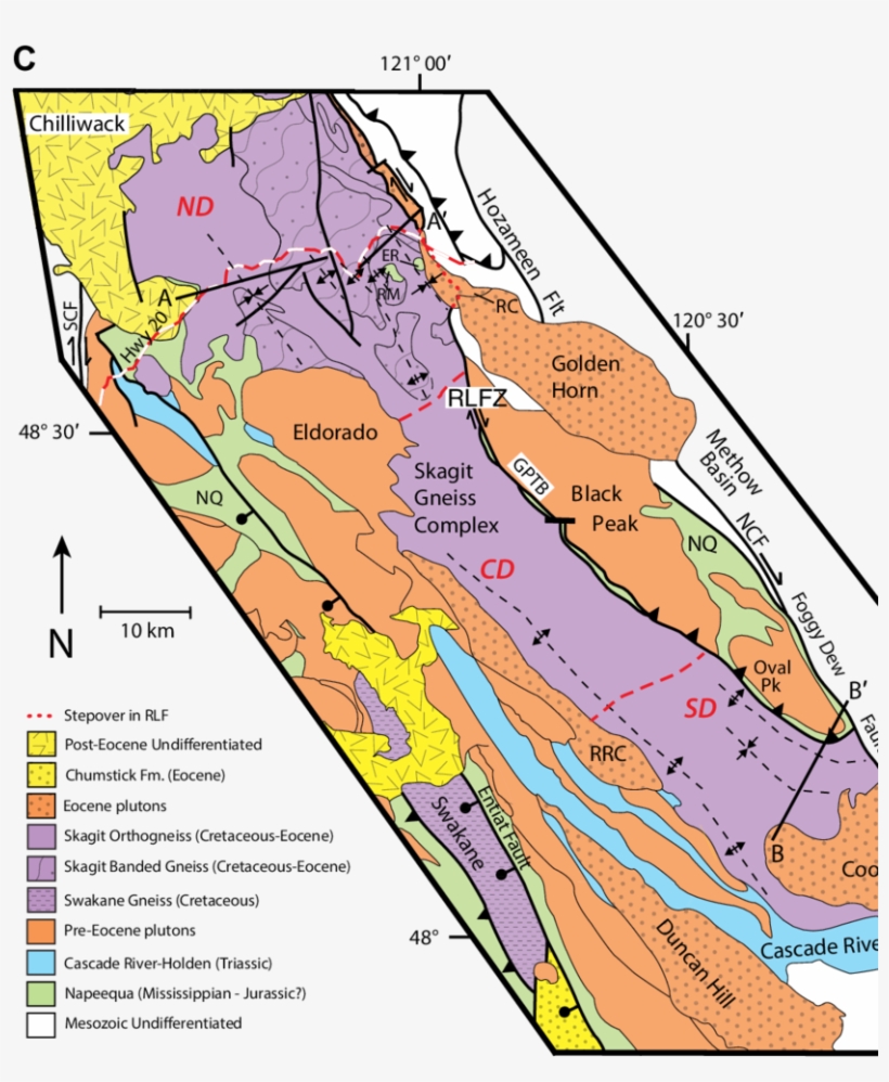 Simplified Map Showing Axial Traces Of Map-scale - Map, transparent png download