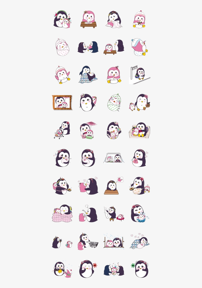 Sell Line Stickers Mama Penguin Is Interest With Cute, transparent png download