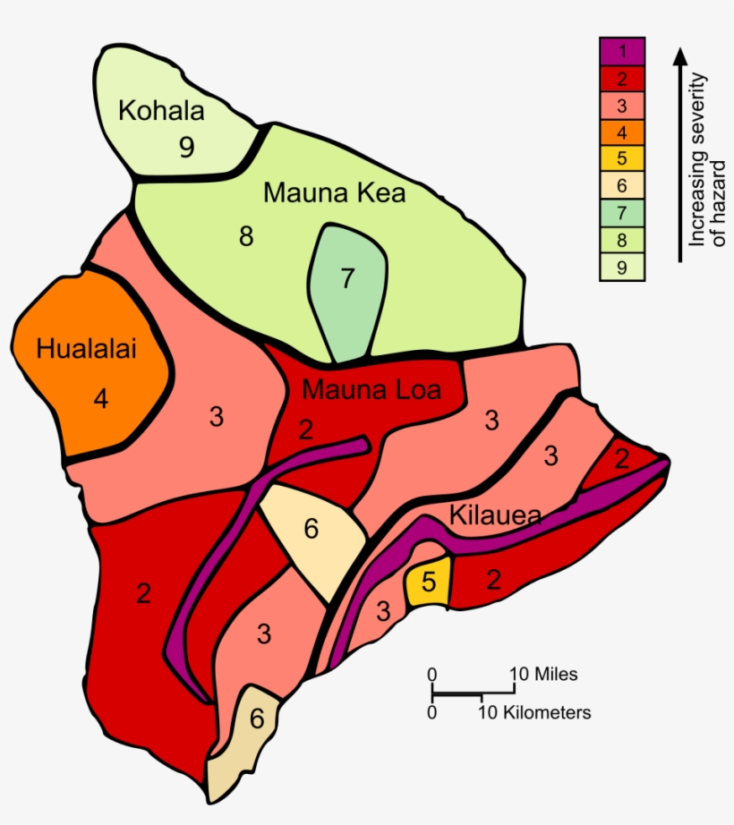 Hawaii Volcanoes Hazard Map - Hawaii Volcanic Hazard Map, transparent png download
