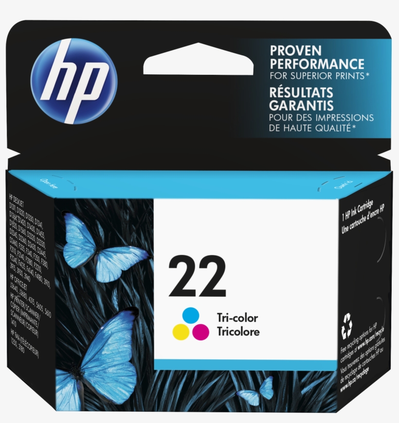 Hp 22 Tri-color Original Ink Cartridge - Hp 62 Ink Black, transparent png download