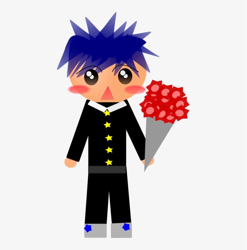 Flower Bouquet Drawing Cartoon Boy - Clip Art, transparent png download