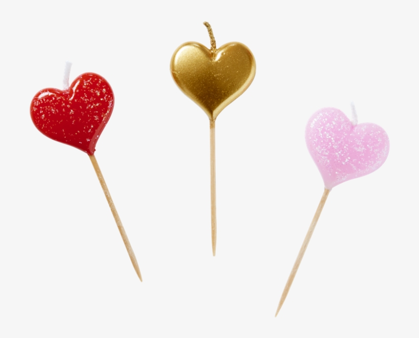Set Of 6 Heart Shaped Cake Candles By Rice Dk - Heart, transparent png download
