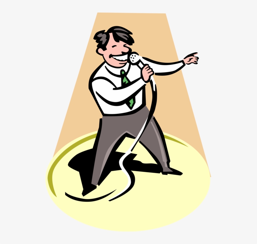 Vector Illustration Of Businessman Karaoke Singer With - Sänger Clipart, transparent png download