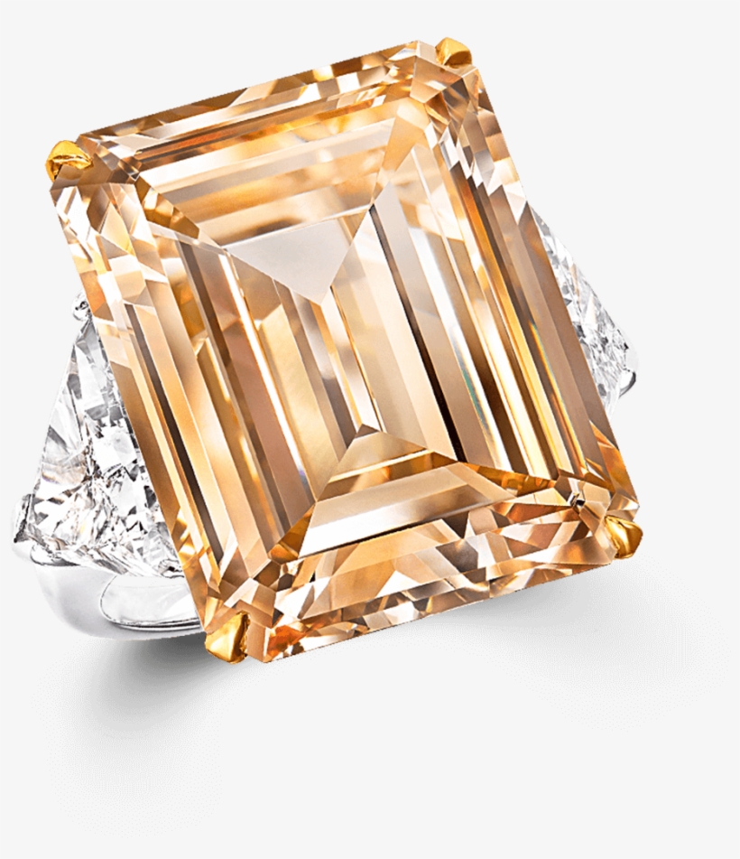 A Graff Emerald Cut Brownish Yellow Diamond Ring Featuring - Engagement Ring, transparent png download