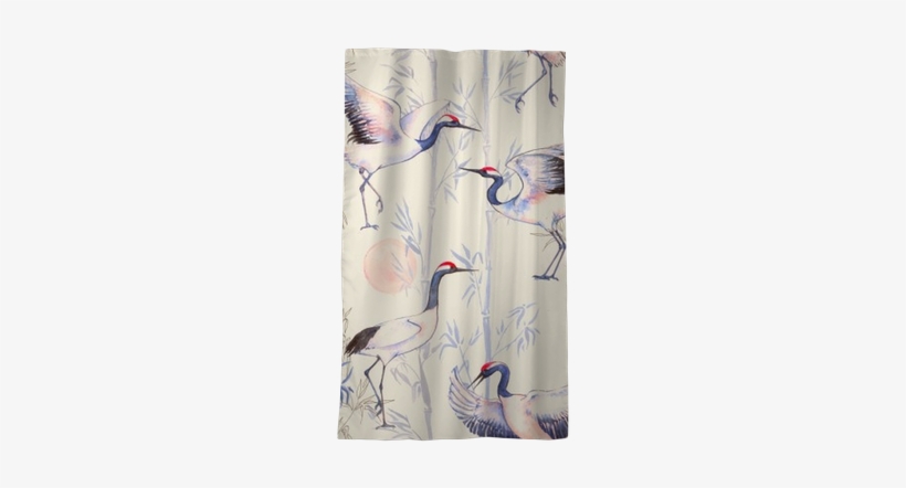 Hand-drawn Watercolor Seamless Pattern With White Japanese - Flamingo, transparent png download