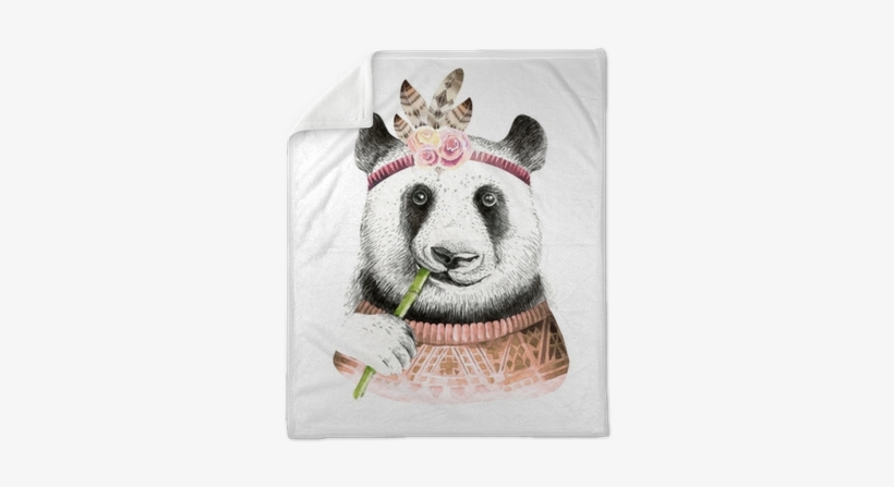 Watercolor Panda Illustration - Boho Watercolor Panda, transparent png download