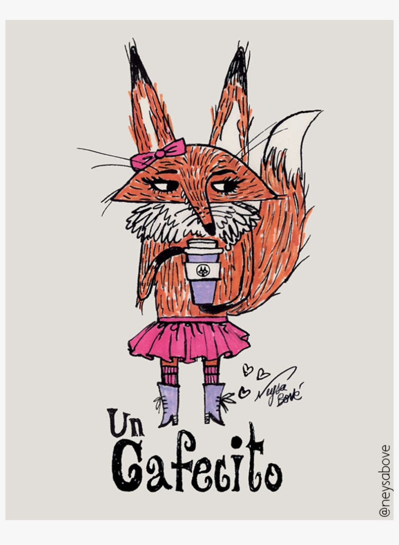 Cute Little Fashion Fox Prints - Cartoon, transparent png download