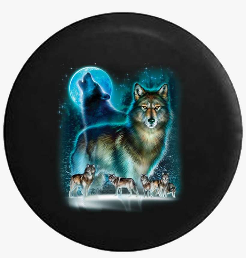 Wild Wolf Howling At Moon With Pack Jeep Camper Spare - Promisen 3d Flax Cute Wolf Tower Sofa Bed Home Decoration, transparent png download