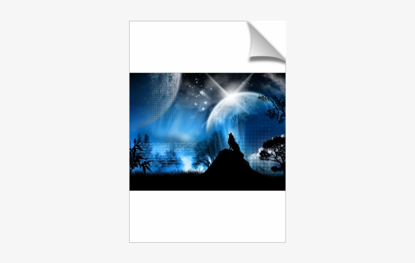 Wolf Howling At Moon - Wolf At Midnight Note Cards (pk Of 20), transparent png download