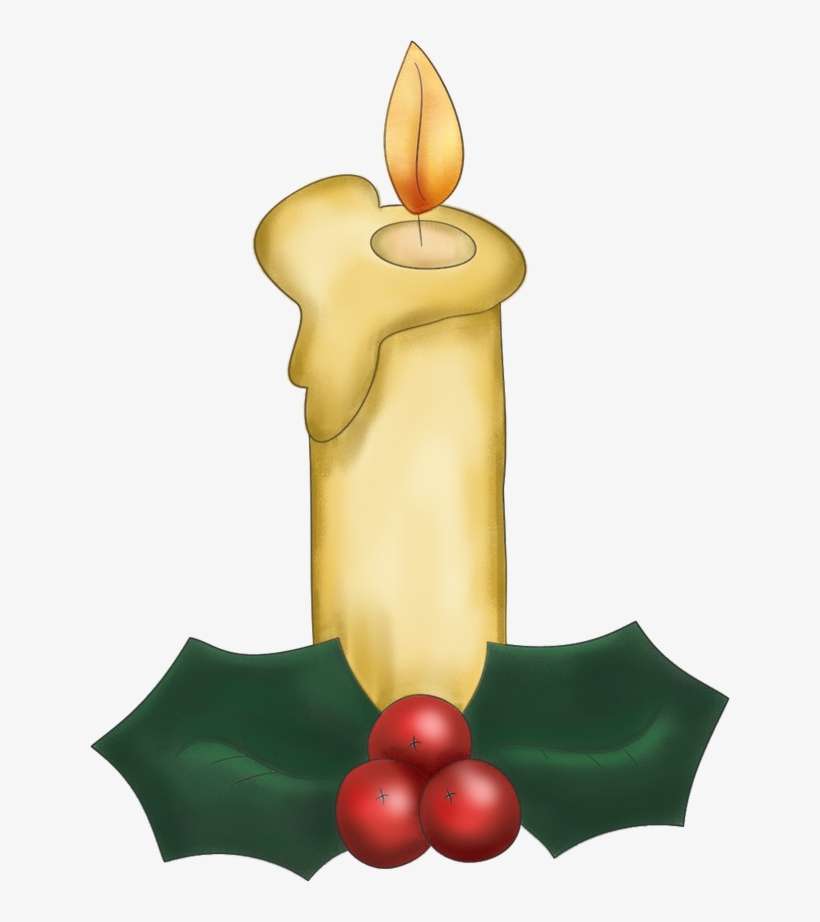 Christmas Candle With Holly - Christmas Candle Clip Art, transparent png download