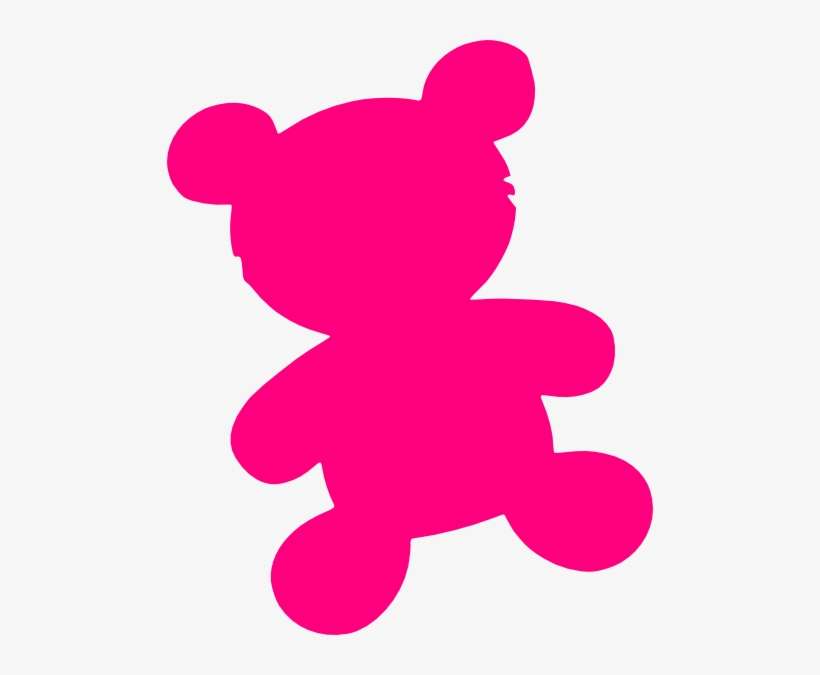 Magenta Bear Pink Clip Art At Clker - Teddy Bear Silhouette, transparent png download
