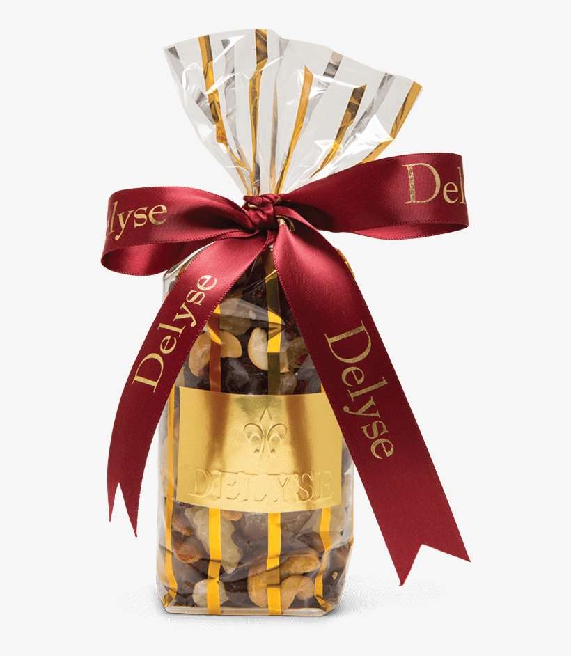 Gourmet Fruit Nut Mix Gold Bag Red Ribbon - Gift Wrapping, transparent png download