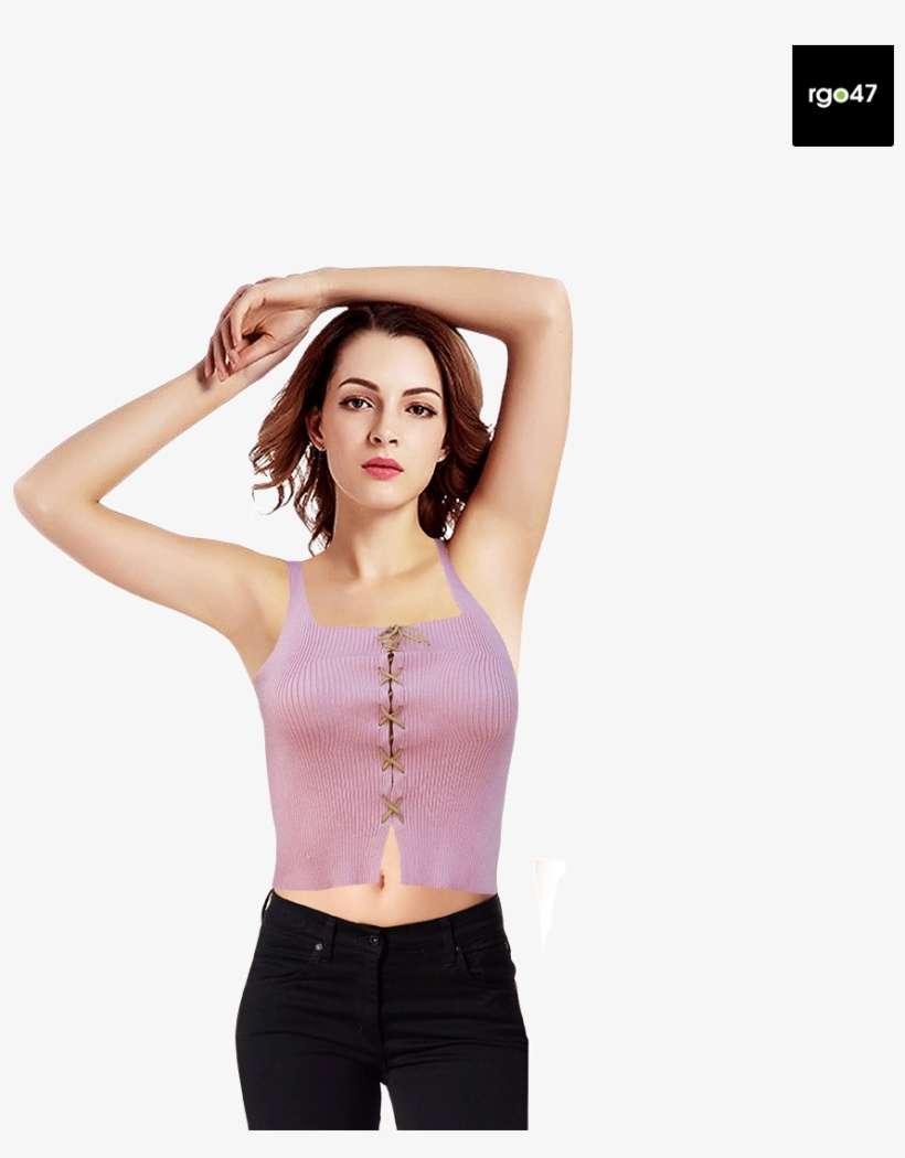 Women Sleeveless Slim Strap Tank Top - Girl, transparent png download