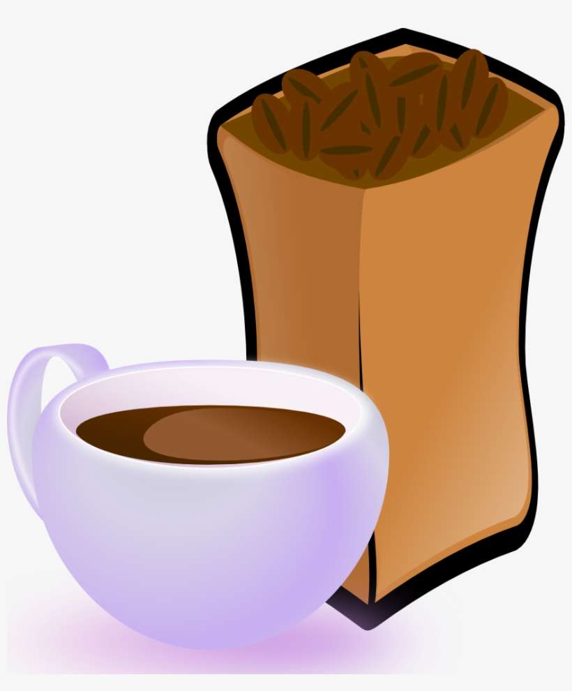 Cup Of Coffee With Sack Of Coffee Beans - Coffee Beans Clip Art, transparent png download