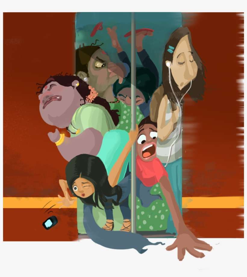 Anyway - Mumbai Local Train Illustration, transparent png download