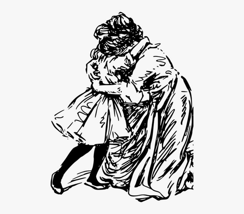 Mom And Daugther - Girl Crying With A Mother Drawing, transparent png download