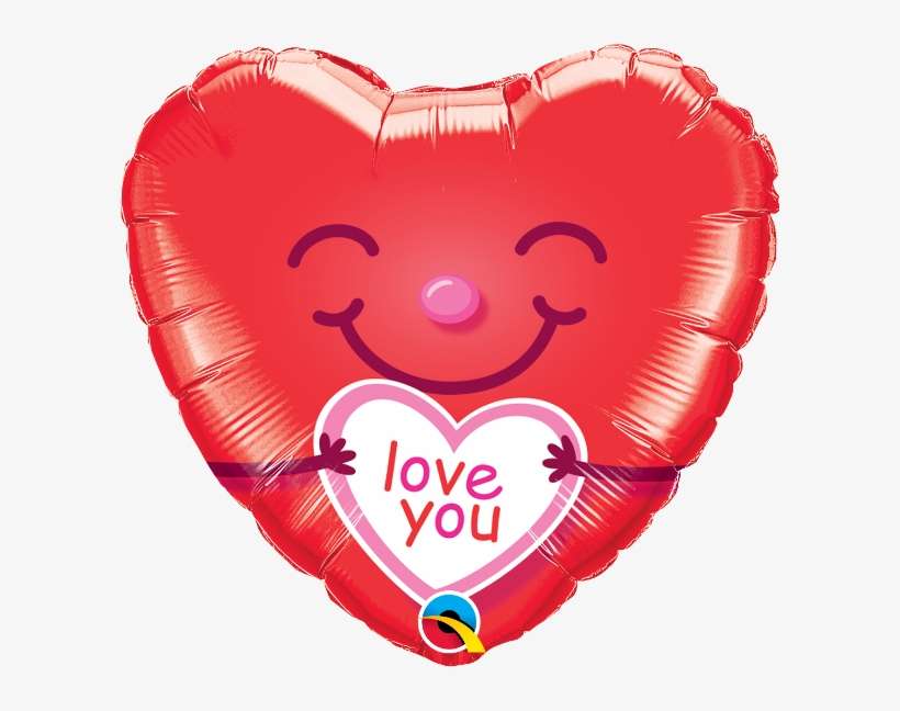 Love You Smiley Heart Foil Balloon 18" - Love You Smiley, transparent png download