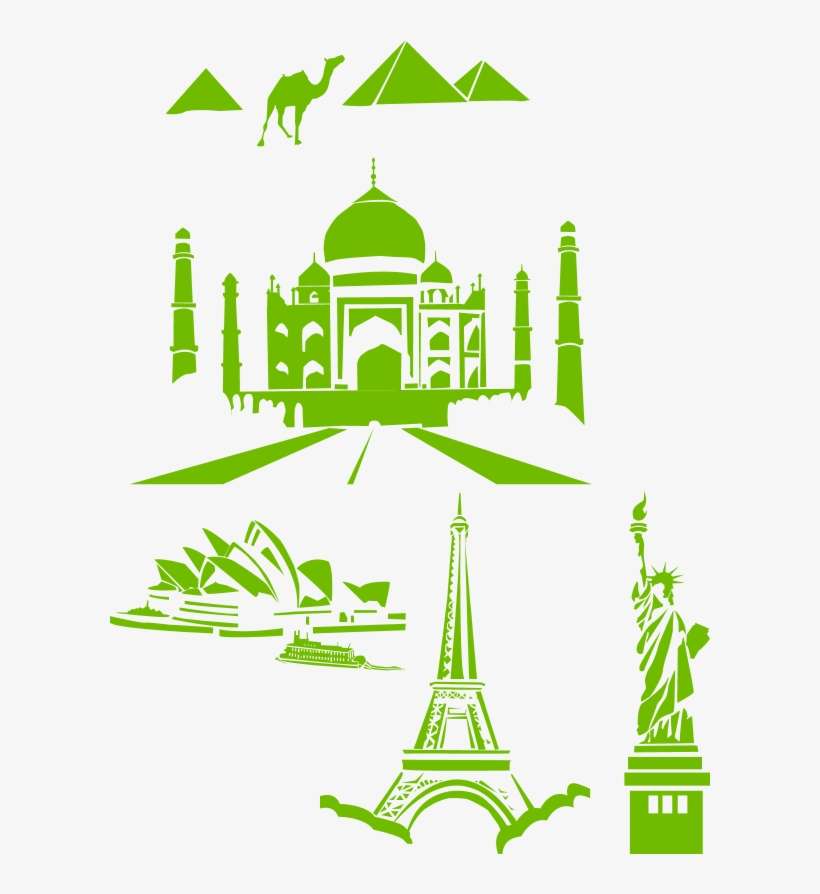 World Landmarks Egipt Paris Sydney Ny Taj Mahal - Taj Mahal Clipart Png, transparent png download