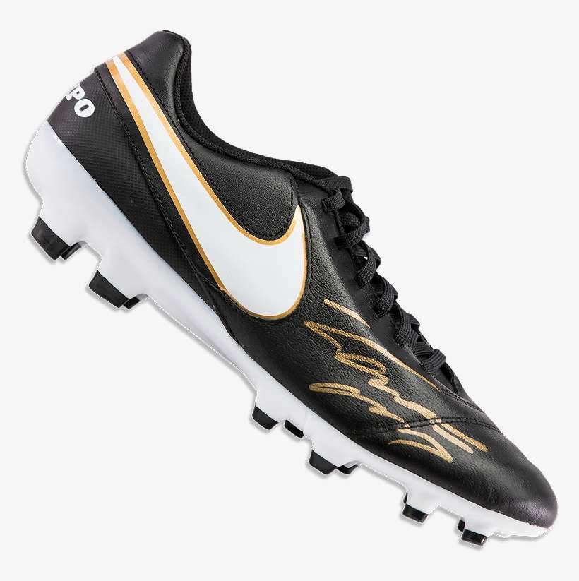 Roberto Carlos Signed Black And Gold Nike Tiempo Boot - Roberto Carlos Nike, transparent png download