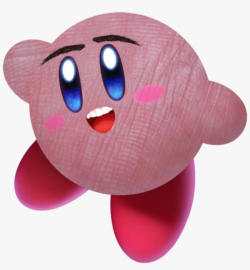 Kirby But With Skin Texture, Teeth, And Hairy Eyebrows - Red Kirby, transparent png download
