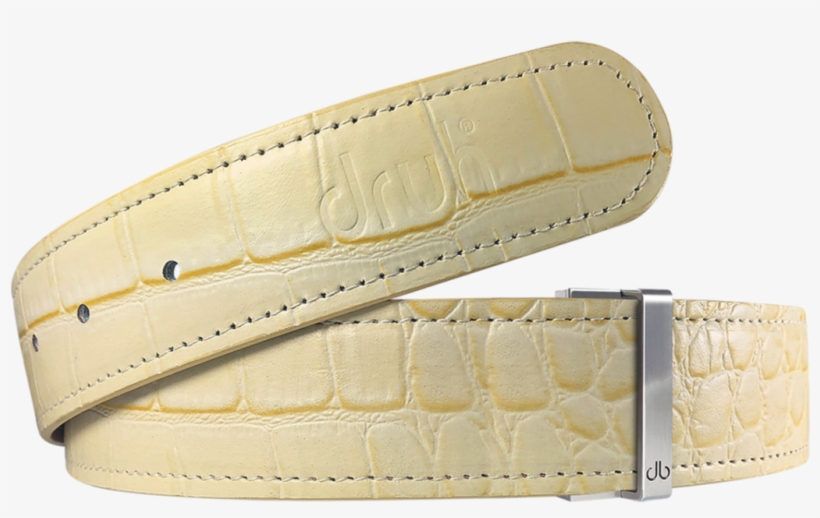 Cream Crocodile Textured Leather Belt - Strap, transparent png download