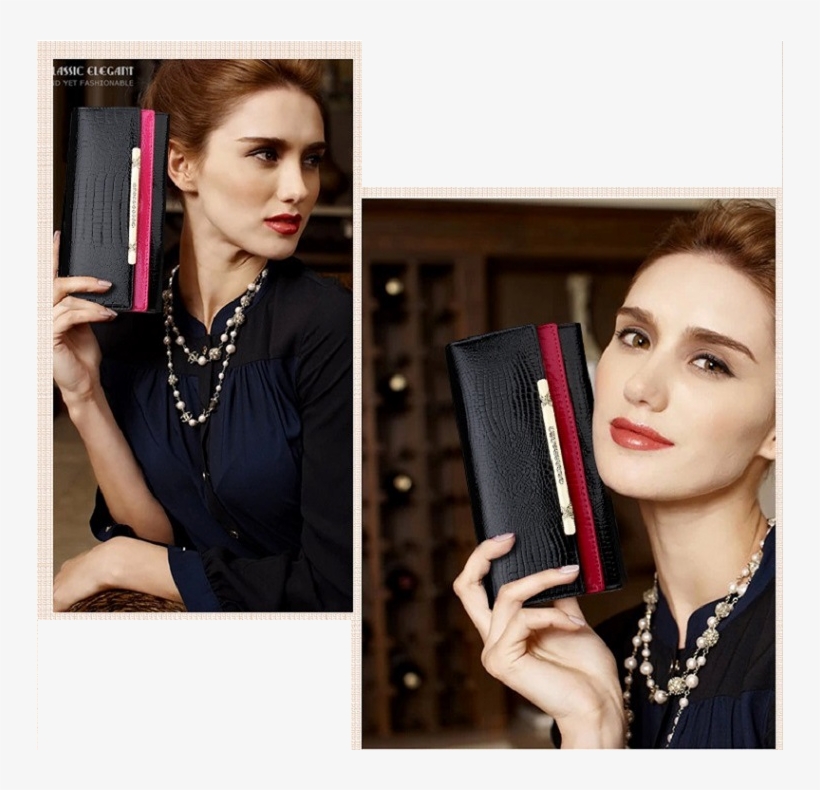 A4042 Classy Rhinestone Alligator Embossed Genuine - Girl, transparent png download