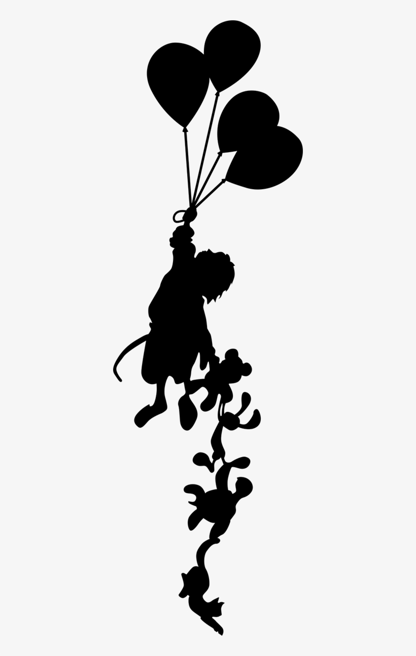 Little Girl Flying Kids Sticker - Kind Mit Luftballons, transparent png download