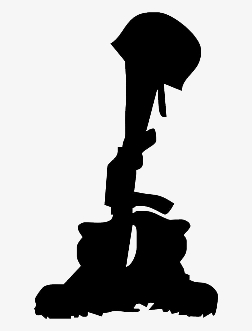 Military Boots With Rifle - Fallen Soldier Silhouette, transparent png download