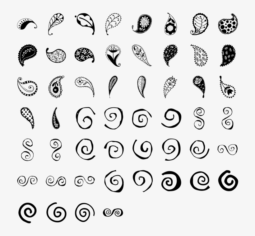 Paisley And Swirl Doodles Dingbat Specimen - Swirl Dingbat, transparent png download