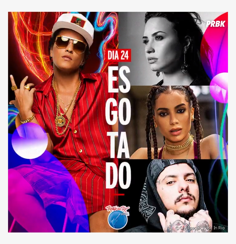 Dia De Anitta, Demi Lovato E Bruno Mars No Rock In - Collage, transparent png download