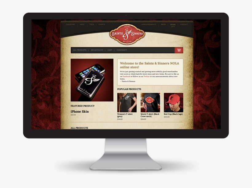 Saints & Sinners Website - Mac Monitor Vector, transparent png download