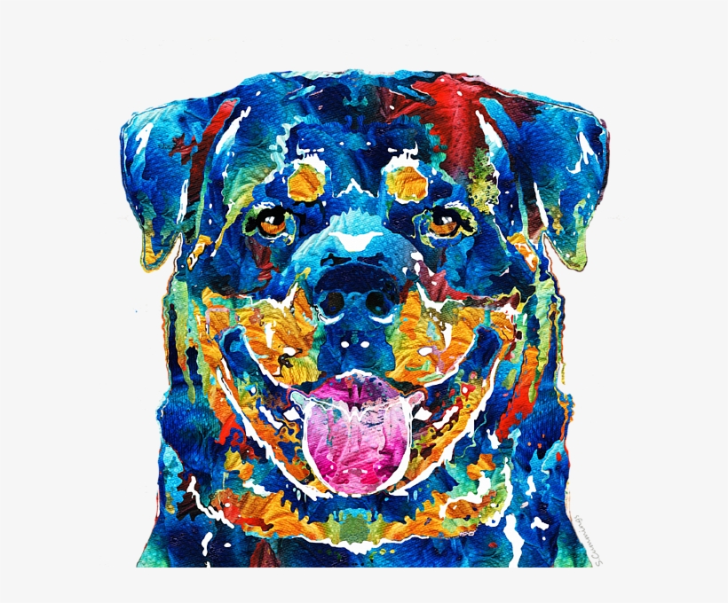 Bleed Area May Not Be Visible - Colorful Rottie Art - Rottweiler By Sharon Cummings, transparent png download