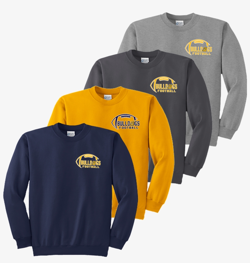 Bulldog Football Crewneck - Long-sleeved T-shirt, transparent png download