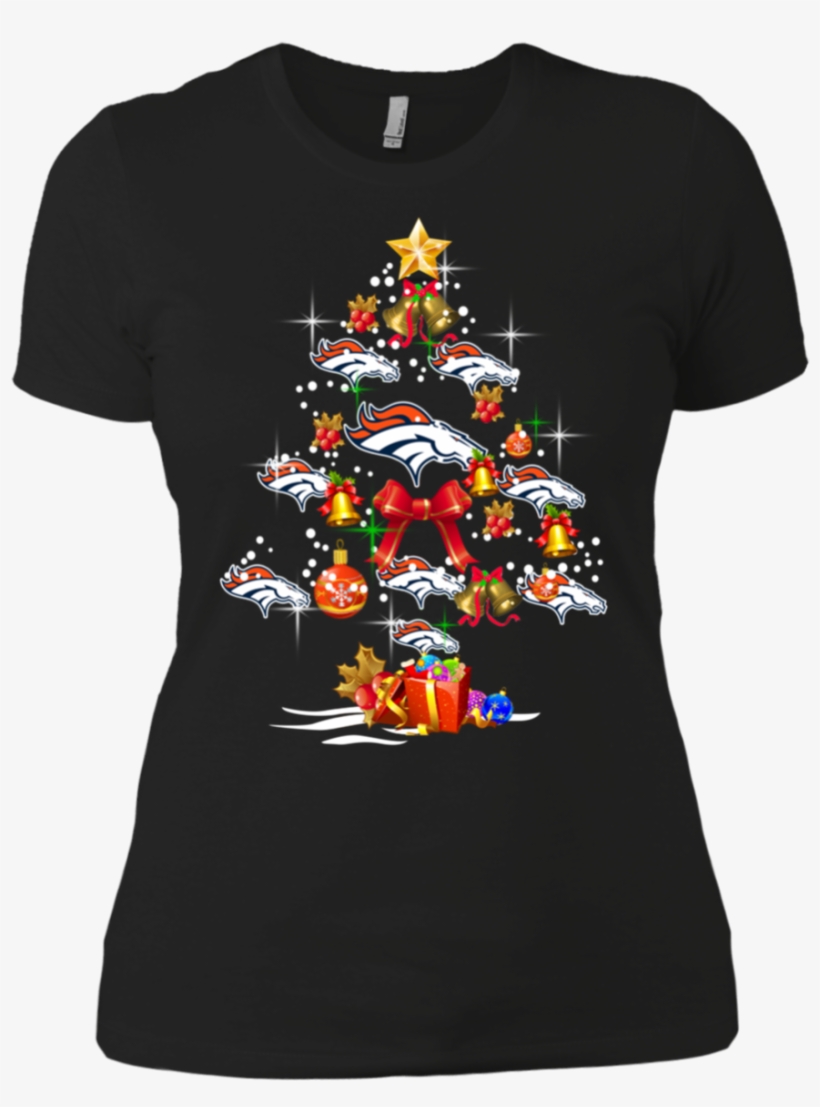 Denver Broncos Christmas Tree Boyfriend T-shirt - Denver Broncos, transparent png download