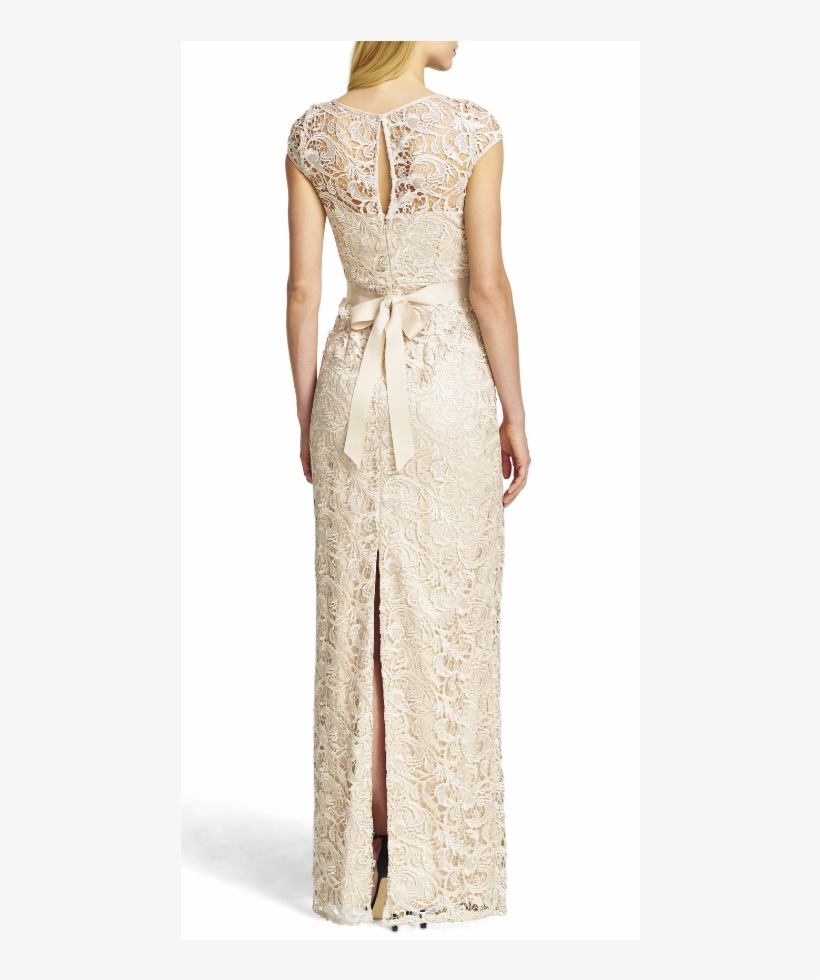 Adrianna Papell Beautiful Cap Sleeve Lace Gown In Nude - Gown, transparent png download