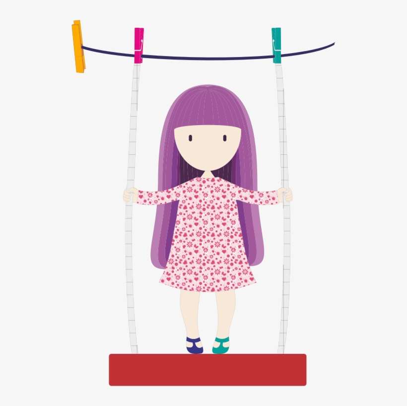 Medium Image - Desenho De Menina Balanço Png, transparent png download