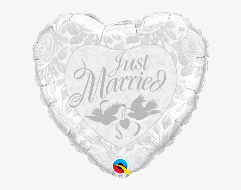 14253 - - - Just Married Pearl White & Silver - Balloon, transparent png download
