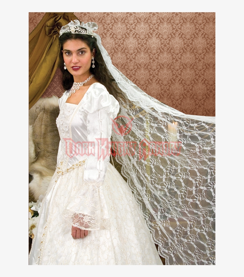 Renaissance Wedding Gown And Veil - Medieval Wedding Veils, transparent png download