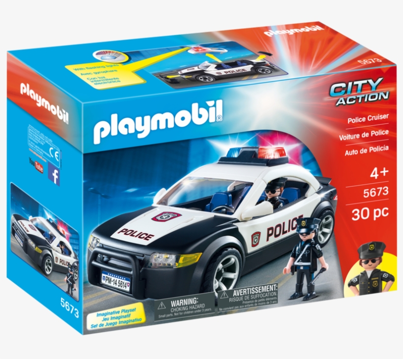 Playmobil Police Cruiser Patrol Car With Flashing Lights - Serveware, transparent png download