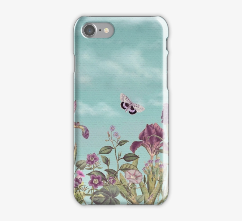 Mauve Flowers On Turquoise Sky Background By Eva Nev - Mobile Phone Case, transparent png download