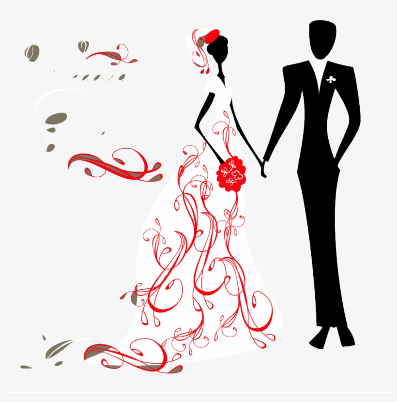 Bride And Groom Holding Hands - Marriage Illustration, transparent png download