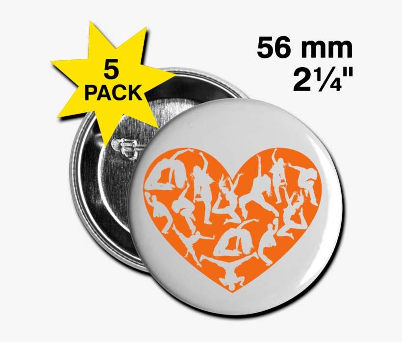 Dance Love - Large Pins - Orange Heart - Cat Face Cartoon, transparent png download