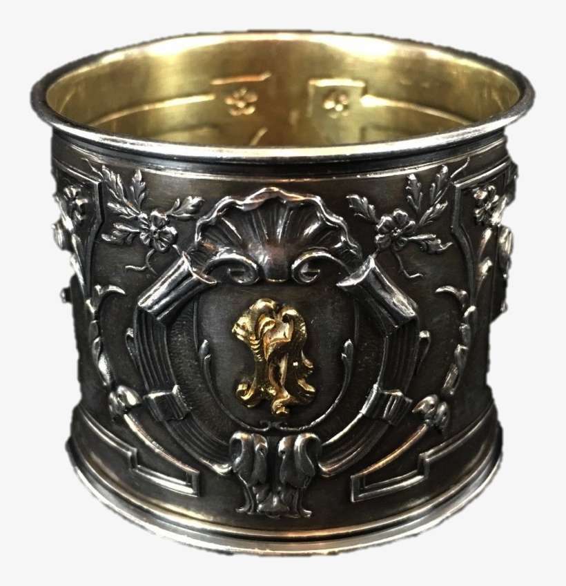 Ornate Russian Silver Napkin Ring Gold Gilt Raised - Bangle, transparent png download