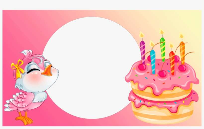 Marco Foto De Cumpleaños Con Pajarito Rosa - Happy Birthday Present Png, transparent png download