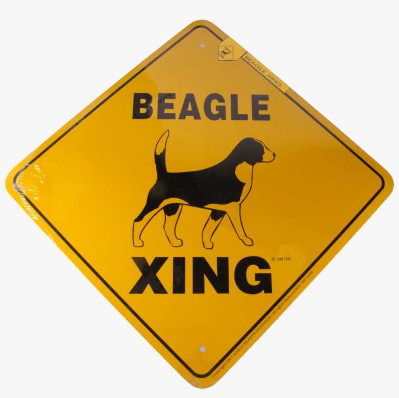 Beagle Dog Aluminum Xing Sign Crossing - Child Crossing Road Sign, transparent png download