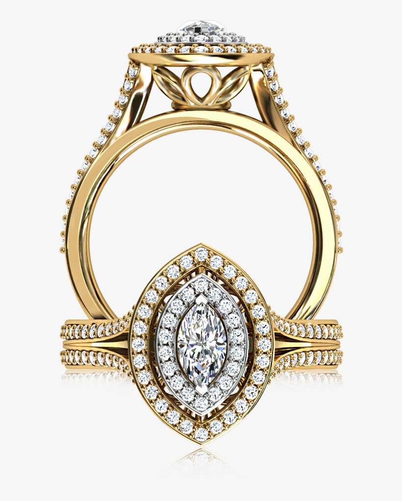 Marquise Double Halo Diamond Ring - Engagement Ring, transparent png download