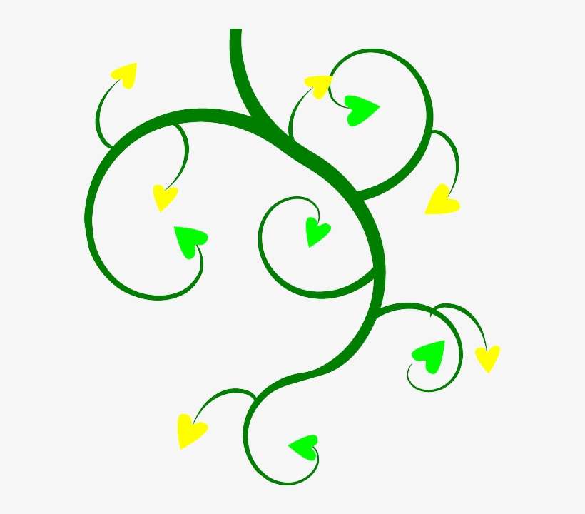 Hearts Branch, Green, Yellow, Hearts - Swirl Clip Art, transparent png download