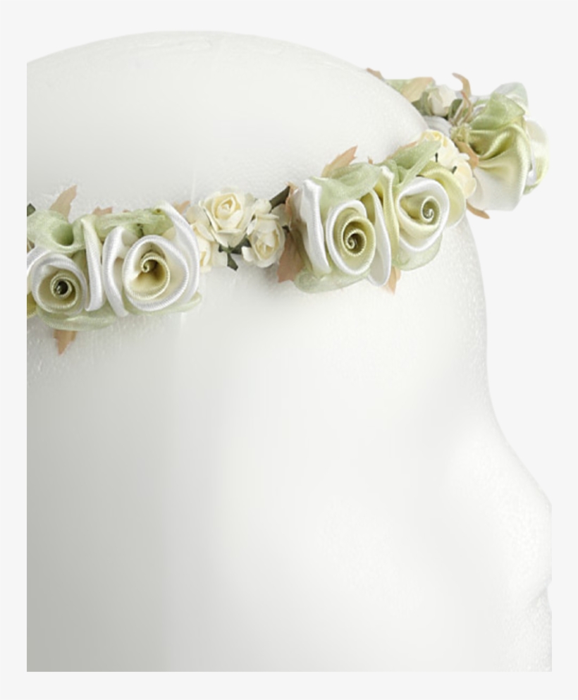 Sage Silk Floral Crown Wreath W Back Satin Bows Girls - Artificial Flower, transparent png download